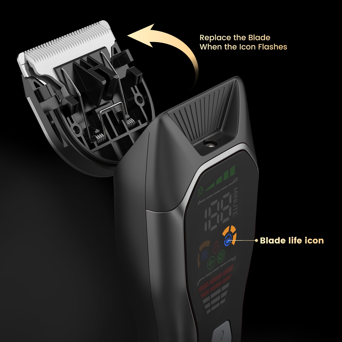 Professional  6500rpm powerful motor, 2-stage rotation Men Hair Clippers  large LED screen, safety lock Hair Trimmer