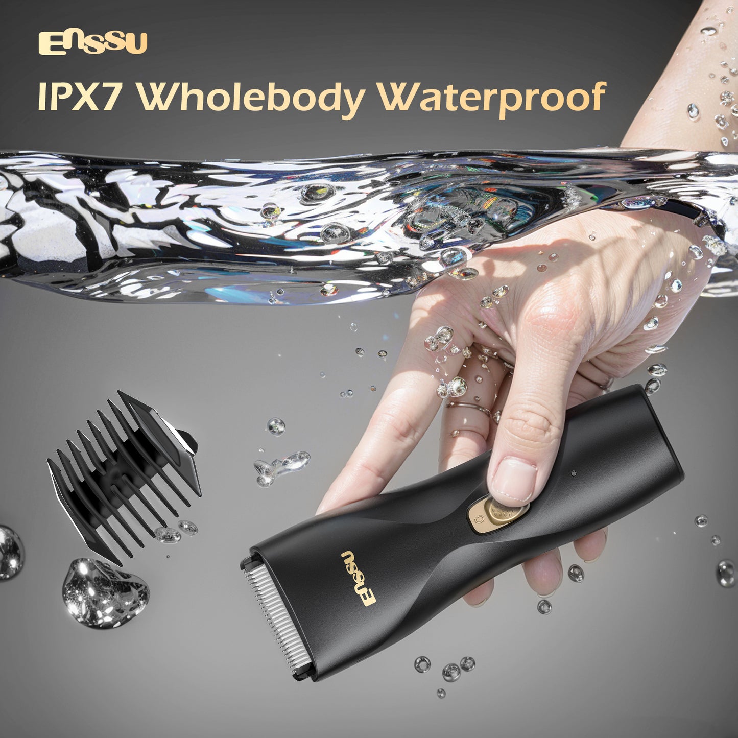 ENSSU Hair Clippers, Ball Trimmer, Waterproof Men Body Hair Trimmer, Cordless Hair Cutting Kit for Head, Rechargeable Home Barber Haircut Trimmer for Kids/Men/Boys/Adults