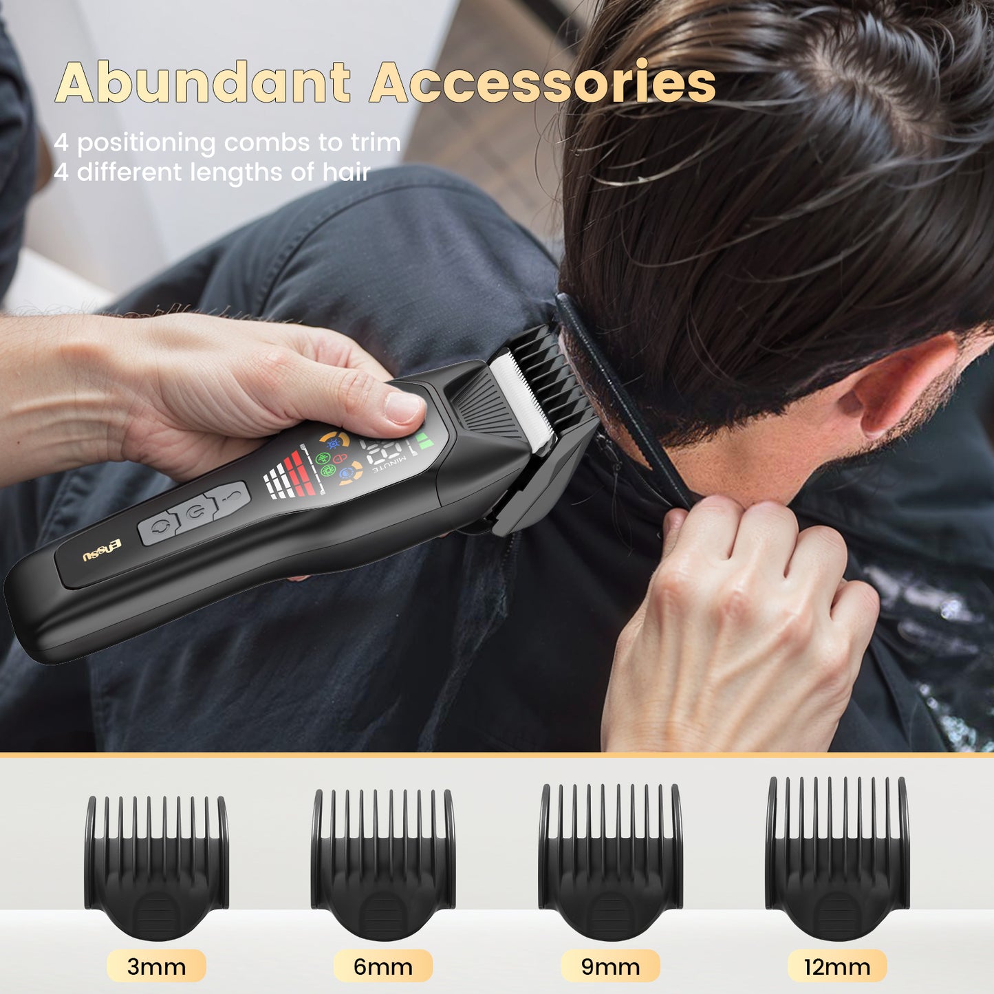 Professional  6500rpm powerful motor, 2-stage rotation Men Hair Clippers  large LED screen, safety lock Hair Trimmer